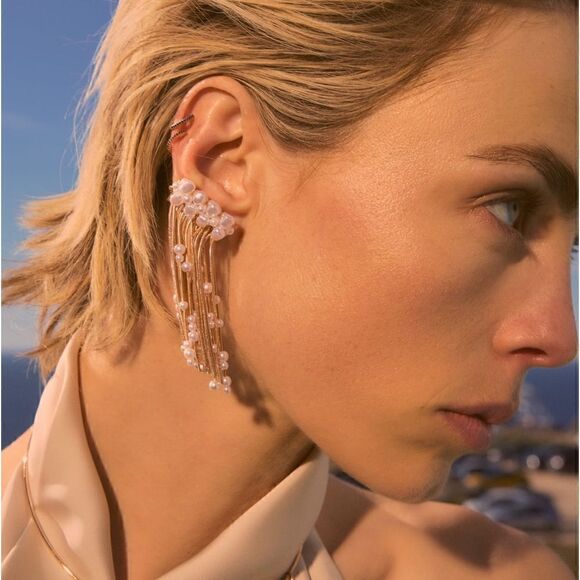 ZARA PEARL CASCADE EAR CUFF - Picture 1 of 6